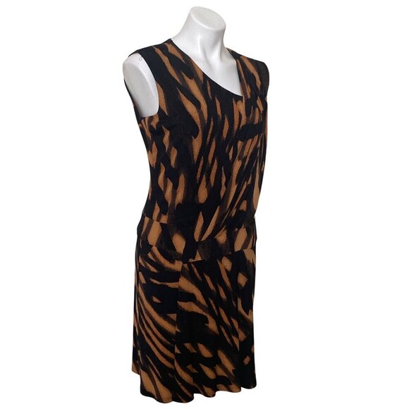 Calvin Klein Brown & Black Abstract Print Dropped Waist Dress, Women's Size 10 - Picture 3 of 9